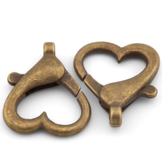 Застежка карабин Cердце 22х26мм, 1 шт., цвет Бронзовый