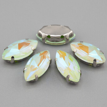 Стразы в цапах пришивные Лодочка 6х12 мм 5 шт. Оливковий мокко