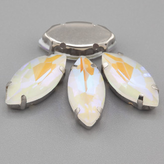 Стразы в цапах пришивные Лодочка 7х15 мм 5 шт. Белый мокко