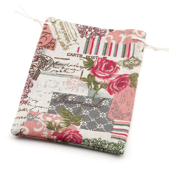 Подарочный мешочек тканевый 10х14 см (+-5 мм) 1 шт. Белый с розовым принт Розы с надписями