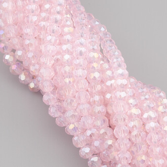 Бусины Swarovski огранка рондель 6х4,8 мм Ø 1 мм 40 см (+-85 шт.) Розовый светлый АВ прозрачный