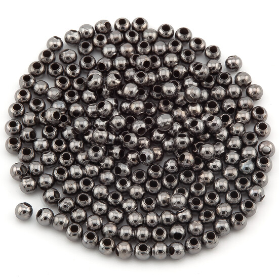 Бусины металлические круглые 2,4 мм Ø 1 мм +-500 шт. Черный никель