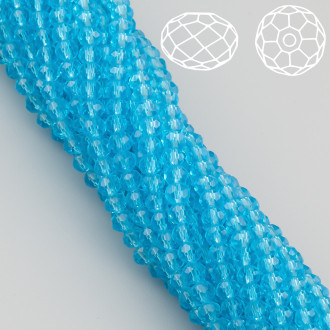 Бусины Swarovski огранка рондель 3х2,5 мм Ø 0,8 мм 38 см (+-160 шт.) Голубой светлый прозрачный