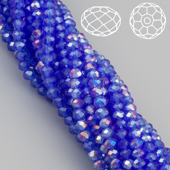 Бусины Swarovski огранка рондель 3х2,5 мм Ø 0,8 мм 38 см (+-160 шт.) Электрик АВ прозрачный