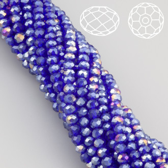 Намистини Swarovski огранювання рондель 4х3,5 мм Ø 0,8 мм 42 см (+-120 шт.) Сапфір АВ прозорий