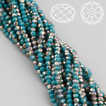 Бусины Swarovski огранка рондель 3х2,5 мм Ø 0,8 мм 38 см (+-160 шт.) Голубой с коричневым АВ