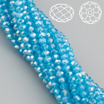 Бусины Swarovski огранка рондель 3,5х3 мм Ø 0,8 мм 34 см (+-124 шт.) Голубой АВ прозрачный