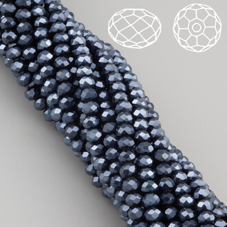 Бусины Swarovski огранка рондель 3х2,5 мм Ø 0,8 мм ±36 см (±153 шт.) Синий темный металлик