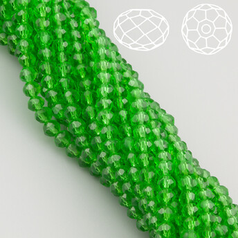 Бусины Swarovski огранка рондель 3,5х3 мм Ø 0,8 мм 34 см (+-124 шт.) Зеленый прозрачный