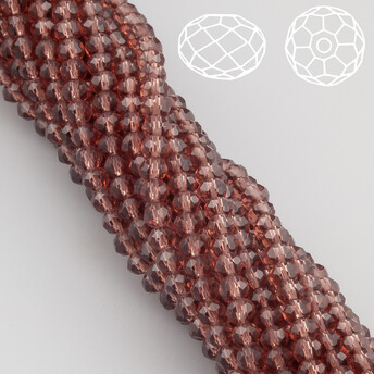Бусины Swarovski огранка рондель 3х2,5 мм Ø 0,8 мм 38 см (+-160 шт.) Сливовый прозрачный