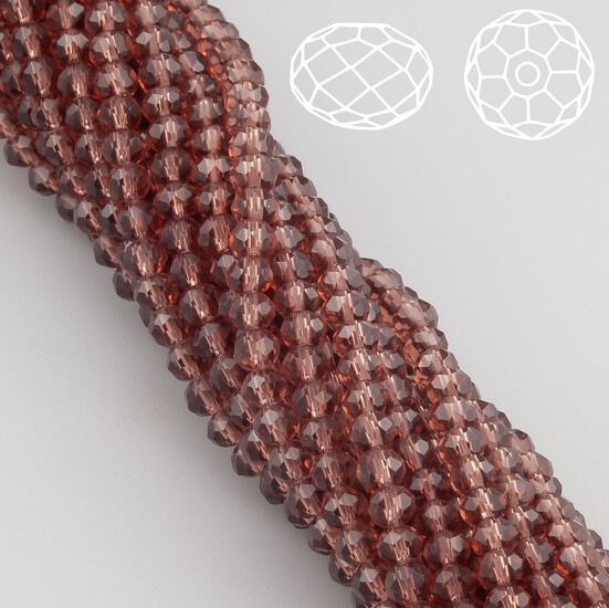 Бусины Swarovski огранка рондель 8х6 мм Ø 1,2 мм 42 см (+-65 шт.) Сливовый прозрачный