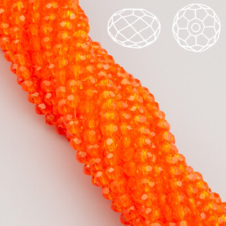 Бусины Swarovski огранка рондель 4х3,5 мм Ø 0,8 мм 42 см (+-120 шт.) Оранжевый прозрачный