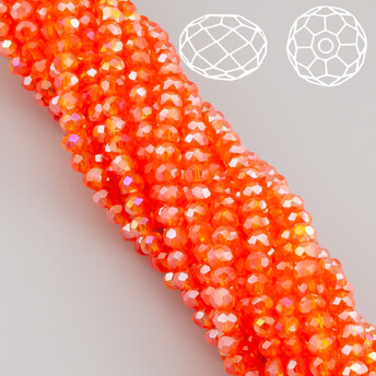 Бусины Swarovski огранка рондель 3,4х2,7 мм Ø 0,8 мм 29 см (+-124 шт.) Оранжевый АВ прозрачный