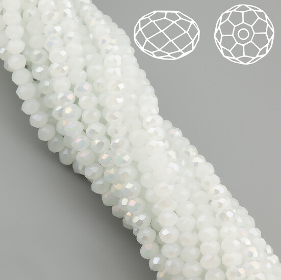 Бусины Swarovski огранка рондель 3,5х3 мм Ø 0,8 мм ±30 см (±110 шт.) Молочный АВ