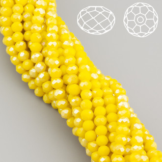 Бусины Swarovski огранка рондель 3х2,5 мм Ø 0,8 мм 38 см (+-160 шт.) Желтый АВ непрозрачный