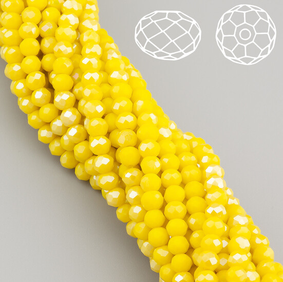 Бусины Swarovski огранка рондель 3х2,5 мм Ø 0,8 мм 38 см (+-160 шт.) Желтый АВ непрозрачный
