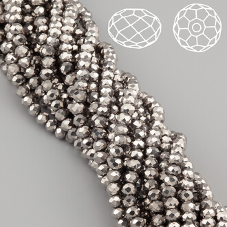 Бусины Swarovski огранка рондель 3,5х3 мм Ø 0,8 мм 34 см (+-124 шт.) Платиновый металлик