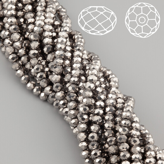 Бусины Swarovski огранка рондель 3х2,5 мм Ø 0,8 мм 38 см (+-160 шт.) Платиновый металлик