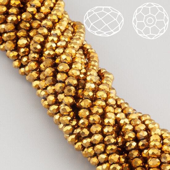 Бусины Swarovski огранка рондель 3,5х3 мм Ø 0,8 мм ±33 см (±115 шт.) Золотистый металлик