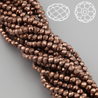 Бусины Swarovski огранка рондель 3,5х3 мм Ø 0,8 мм 34 см (+-124 шт.) Коричневый металлик