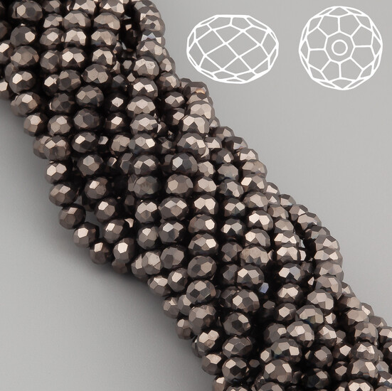 Бусины Swarovski огранка рондель 3х2,5 мм Ø 0,8 мм 38 см (+-160 шт.) Гематитовый металлик