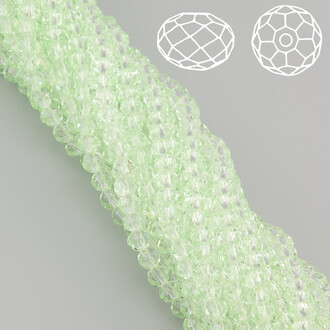 Бусины Swarovski огранка рондель 3,5х3 мм Ø 0,8 мм 34 см (+-124 шт.) Салатовый светлый прозрачный