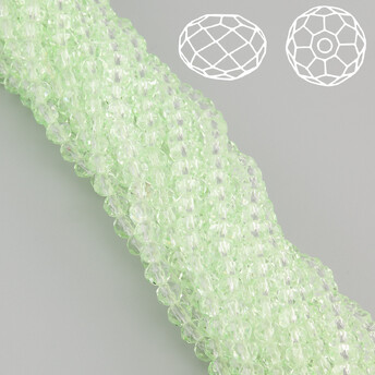 Бусины Swarovski огранка рондель 3х2,5 мм Ø 0,8 мм 38 см (+-160 шт.) Салатовый светлый прозрачный