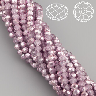Бусины Swarovski огранка рондель 4х3,5 мм Ø 0,8 мм ±40 см (±110 шт.) Сиреневый полупрозрачный металлик