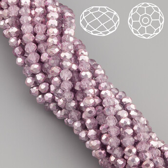 Бусины Swarovski огранка рондель 3х2,5 мм Ø 0,8 мм ±36 см (±153 шт.) Сиреневый полупрозрачный металлик