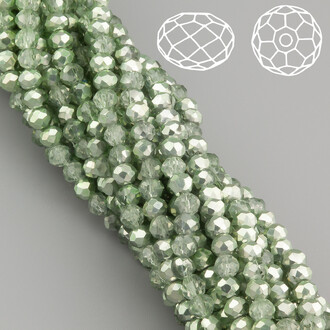 Бусины Swarovski огранка рондель 3,5х3 мм Ø 0,8 мм 34 см (+-124 шт.) Оливково-серый полупрозрачный металлик