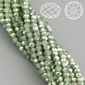 Бусины Swarovski огранка рондель 3,5х3 мм Ø 0,8 мм 34 см (+-124 шт.) Оливково-серый полупрозрачный металлик