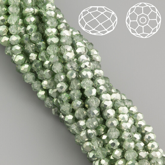 Бусины Swarovski огранка рондель 3х2,5 мм Ø 0,8 мм 38 см (+-160 шт.) Оливково-серый полупрозрачный