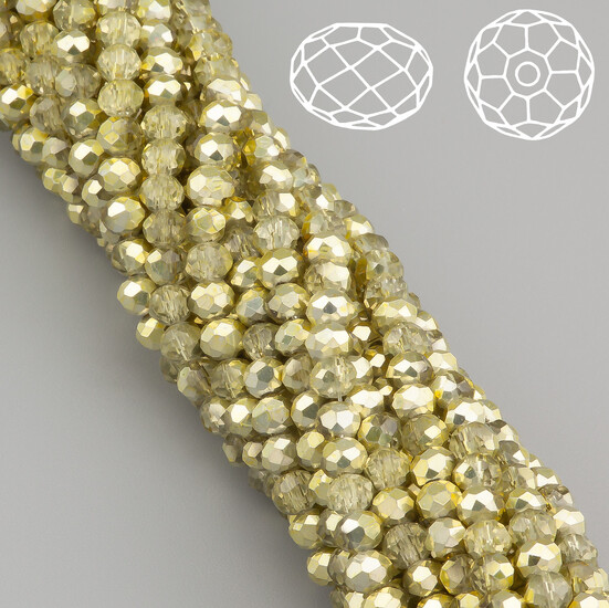 Бусины Swarovski огранка рондель 3х2,5 мм Ø 0,8 мм 38 см (+-160 шт.) Оливково-желтый полупрозрачный