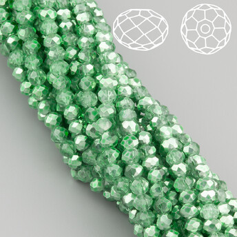 Бусины Swarovski огранка рондель 3,5х3 мм Ø 0,8 мм 34 см (+-124 шт.) Оливково-зеленый полупрозрачный