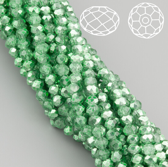 Бусины Swarovski огранка рондель 3х2,5 мм Ø 0,8 мм 38 см (+-160 шт.) Оливково-зеленый полупрозрачный