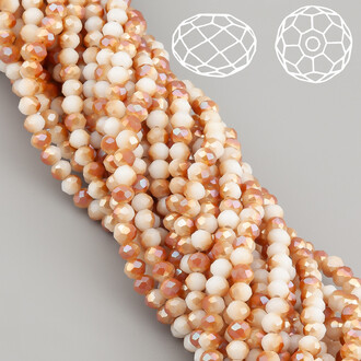 Бусины Swarovski огранка рондель 3,5х3 мм Ø 0,8 мм 34 см (+-124 шт.) Белый с коричневым АВ