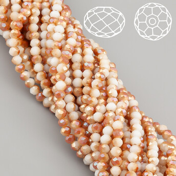 Бусины Swarovski огранка рондель 3,5х3 мм Ø 0,8 мм 34 см (+-124 шт.) Белый с коричневым АВ