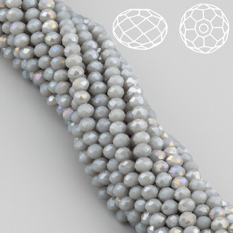 Бусины Swarovski огранка рондель 4х3,5 мм Ø 0,8 мм 42 см (+-120 шт.) Серый АВ непрозрачный