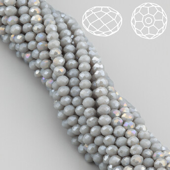 Бусины Swarovski огранка рондель 4х3,5 мм Ø 0,8 мм 42 см (+-120 шт.) Серый АВ непрозрачный