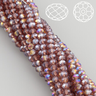 Бусины Swarovski огранка рондель 3,5х3 мм Ø 0,8 мм 34 см (+-124 шт.) Сливовый АВ прозрачный