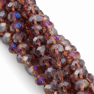 Бусины Swarovski огранка рондель 6х4,8 мм Ø 1 мм 40 см (+-85 шт.) Сливовый АВ прозрачный