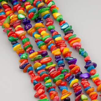 Перламутр тонированный разноцветный сколы крошка из камня 5-10 мм +-80 см 1 шт.