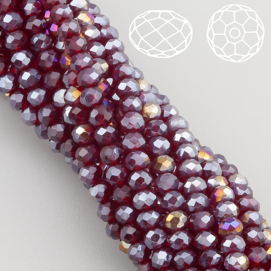 Бусины Swarovski огранка рондель 3,5х3 мм Ø 0,8 мм 34 см (+-124 шт.) Бордовый АВ прозрачный