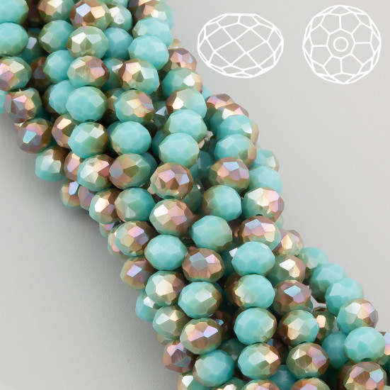 Бусины Swarovski огранка рондель 3,5х3 мм Ø 0,8 мм 34 см (+-124 шт.) Бирюзовый с коричневым АВ