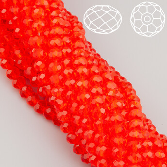 Бусины Swarovski огранка рондель 6х4,8 мм Ø 1 мм 40 см (+-85 шт.) Морковно-красный прозрачный
