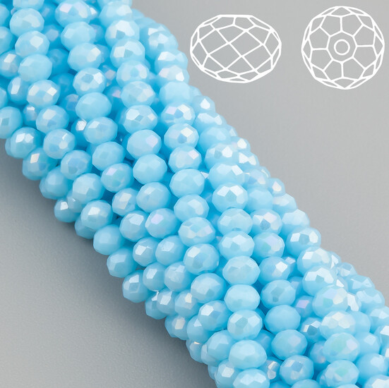 Бусины Swarovski огранка рондель 3х2,5 мм Ø 0,8 мм 38 см (+-160 шт.) Небесный АВ непрозрачный