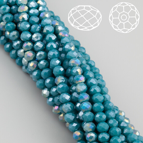 Бусины Swarovski огранка рондель 3,5х3 мм Ø 0,8 мм 34 см (+-124 шт.) Голубой АВ непрозрачный