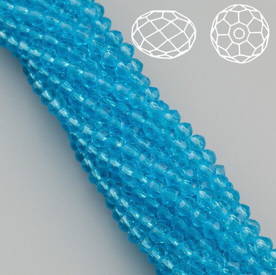 Бусины Swarovski огранка рондель 3,5х3 мм Ø 0,8 мм 34 см (+-124 шт.) Голубой прозрачный