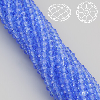 Бусины Swarovski огранка рондель 3х2,5 мм Ø 0,8 мм 38 см (+-160 шт.) Синий прозрачный