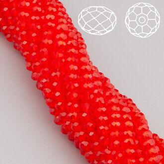 Бусины Swarovski огранка рондель 3х2,5 мм Ø 0,8 мм ±36 см (±153 шт.) Алый прозрачный